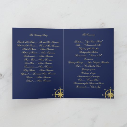 Blue Nautical Wedding Programme (Innenseite)