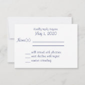 Blue Nautical Wedding RSVP Cards Karte (Rückseite)