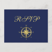 Blue Nautical Wedding RSVP Postkarten (Vorderseite)