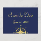 Blue Nautical Wedding speichert das Datum der Post Ankündigungspostkarte (Vorderseite)