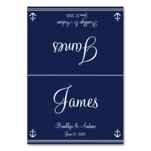 Blue Nautical Wedding Table Cards Sitzkarten Tischnummer