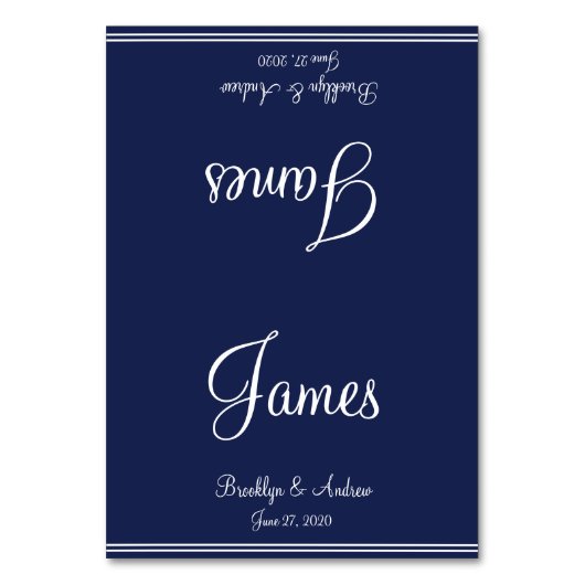 Blue Nautical Wedding Table Cards Sitzkarten Tischnummer (Rückseite)