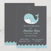 Blue Nautical Whale Baby Dusche Einladung (Vorne/Hinten)