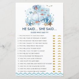 Blue Nautical Whale Er sagte, sie sagte Spiel