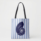 Blue Nautilus Muschel Custom Totbeutel Tasche (Vorderseite)
