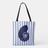 Blue Nautilus Muschel Custom Totbeutel Tasche (Rückseite)