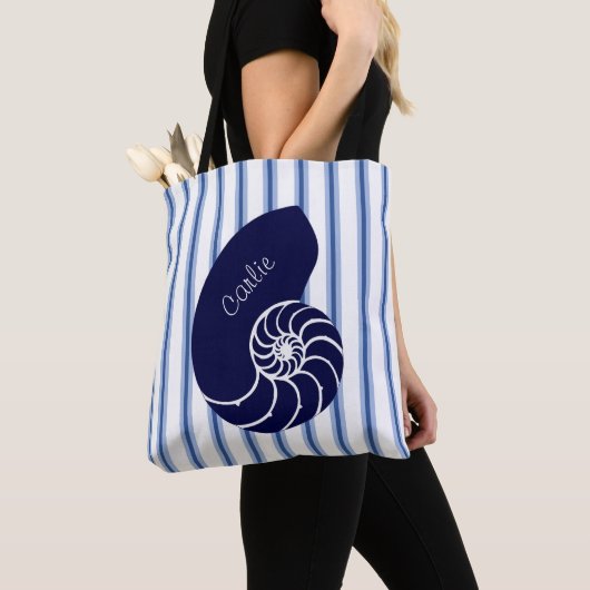 Blue Nautilus Muschel Custom Totbeutel Tasche (Von Nahem)