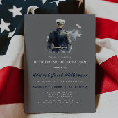 Blue Naval Silouette Retirement Einladung