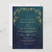 Blue Navy and Green Enchanting QR Code Wedding Einladung (Vorderseite)