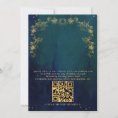 Blue Navy and Green Enchanting QR Code Wedding Einladung (Rückseite)