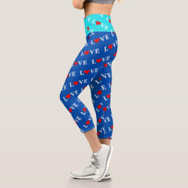 Blue Navy Blue LIEBE Elegante Stilvolle Moderne Mu Capri Leggings
