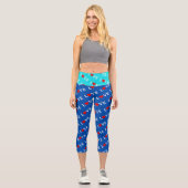 Blue Navy Blue LIEBE Elegante Stilvolle Moderne Mu Capri Leggings (Vorderseite)
