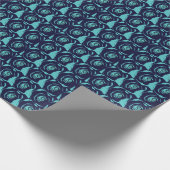 Blue Navy Blue Rose Blume Blumenmuster Geschenkpapier (Ecke)