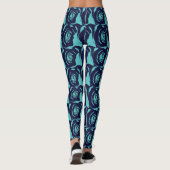 Blue Navy Blue Rose Blume Blumenmuster Leggings (Rückseite)