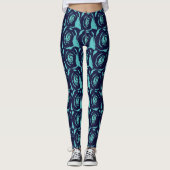 Blue Navy Blue Rose Blume Blumenmuster Leggings (Vorderseite)