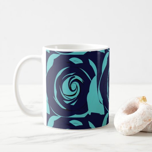 Blue Navy Blue Rose Blume Kaffeetasse (Mit Donut)