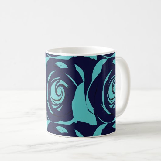 Blue Navy Blue Rose Blume Kaffeetasse (VorderseiteRechts)