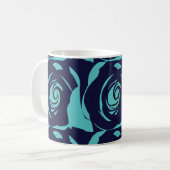 Blue Navy Blue Rose Blume Kaffeetasse (Vorderseite Links)