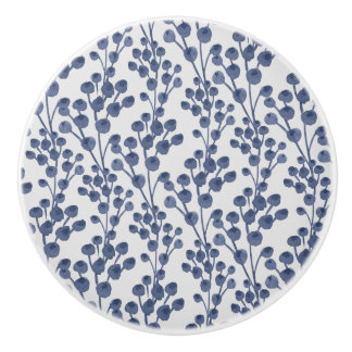 Blue Navy Botanical Keramikknauf