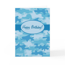 Blue Navy Camouflage Camouflage Happy Birthday Cus