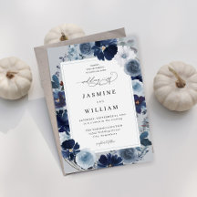 Blue & Navy Floral on Blue Gray Wedding
