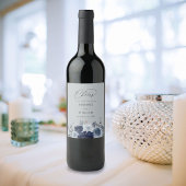 Blue & Navy Floral Wedding - Blue Gray Weinetikett