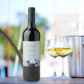 Blue & Navy Floral Wedding - Blue Gray Weinetikett