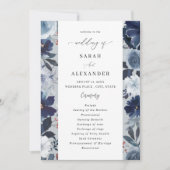 Blue & Navy Floral Wedding Program - Blue Gray Einladung (Vorderseite)