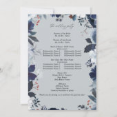 Blue & Navy Floral Wedding Program - Blue Gray Einladung (Rückseite)