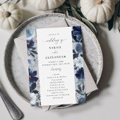 Blue & Navy Floral Wedding Program - Blue Gray Einladung
