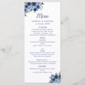 Blue Navy Flowers Elegant Wedding Party Programm (Vorderseite)