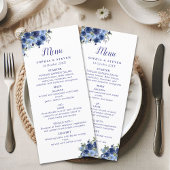 Blue Navy Flowers Elegant Wedding Party Programm