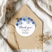 Blue Navy Flowers - Rustic Wedding Runder Aufkleber