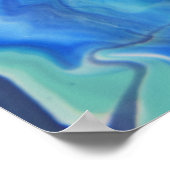 Blue Navy Fluid Abstrakt Modern Marble Swirl Art Poster (Ecke)