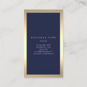 Blue Navy Gold Frame Minimal Sepia Vertikal Visitenkarte (Rückseite)