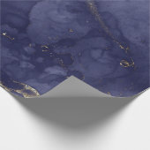 Blue Navy Gold Ink Grungy Black Abstrakt Marble Geschenkpapier (Ecke)