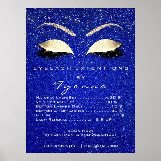 Blue Navy Gold Makeup Artist Lashes Preise Poster (Vorne)