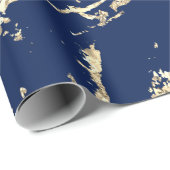 Blue Navy Gold Marmor Schlaganfall Geschenk Idee Geschenkpapier (Rolleneckpunkt)
