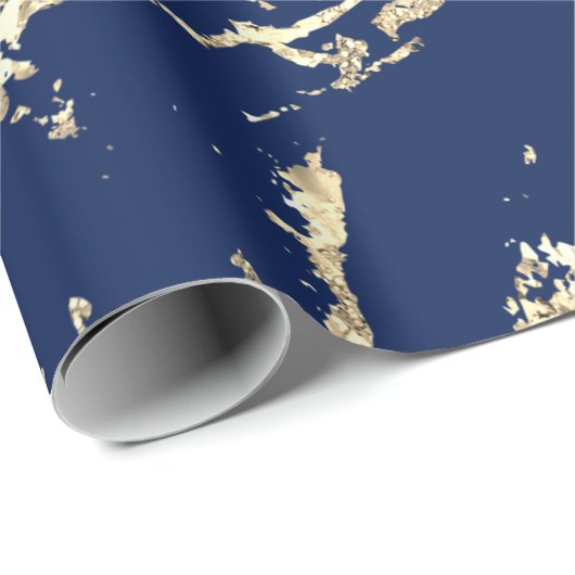 Blue Navy Gold Marmor Schlaganfall Geschenk Idee Geschenkpapier (Rolleneckpunkt)