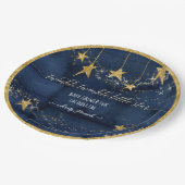 Blue Navy Gold Twinkle Little Star Boy Baby Dusche Pappteller (Schrägansicht)