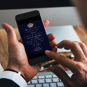 Blue Navy Golden Crown Royal Glitzer 16. Bridal Einladung