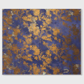 Blue Navy Honey Gold Floral Grungy Shabby Chic Geschenkpapier (Flach)