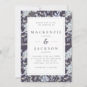 Blue & Navy Hydrangeas Watercolor Wedding Einladung (Vorderseite)
