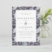 Blue & Navy Hydrangeas Watercolor Wedding Einladung (Stehend Vorderseite)