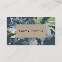 BLUE NAVY KRAFT GREEN GOLD FLORAL WATERCOLOR
