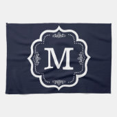 Blue Navy Monogram Geschirrtuch (Horizontal)