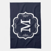 Blue Navy Monogram Geschirrtuch (Vertikal)