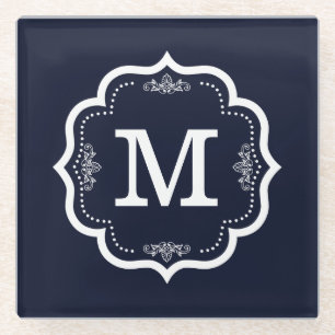 Blue Navy Monogram Glasuntersetzer