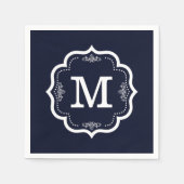Blue Navy Monogram Serviette (Vorderseite)