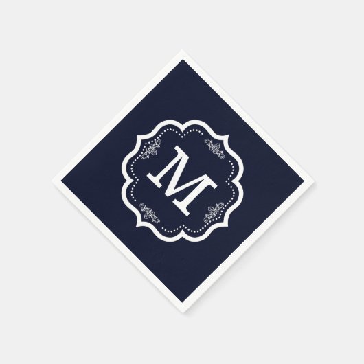 Blue Navy Monogram Serviette (Ecke)